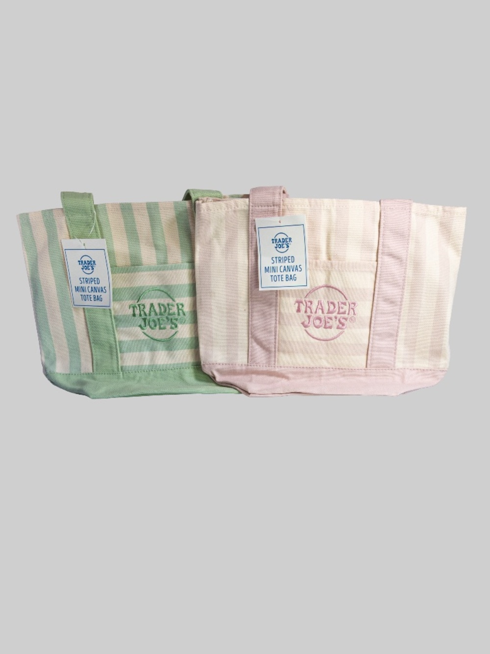 Striped Trader Joe's Mini Totes - set of 2